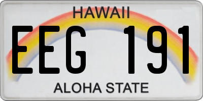 HI license plate EEG191