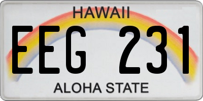 HI license plate EEG231