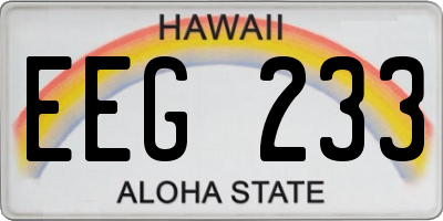 HI license plate EEG233