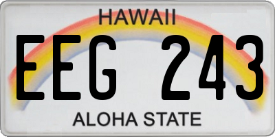 HI license plate EEG243