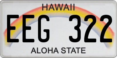 HI license plate EEG322