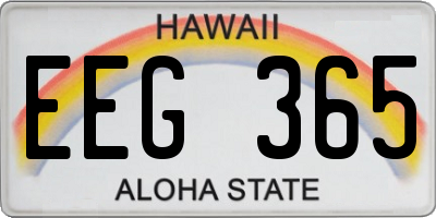 HI license plate EEG365