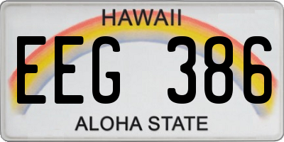 HI license plate EEG386