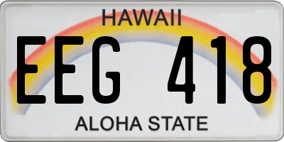 HI license plate EEG418