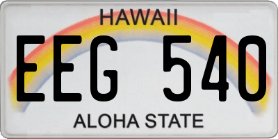 HI license plate EEG540