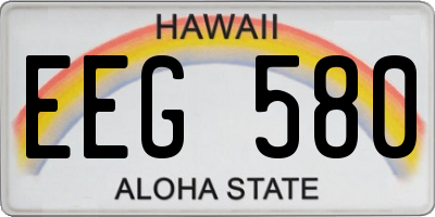 HI license plate EEG580