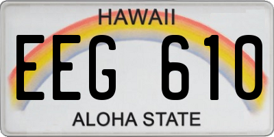 HI license plate EEG610