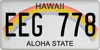 HI license plate EEG778