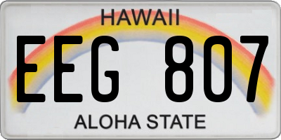 HI license plate EEG807
