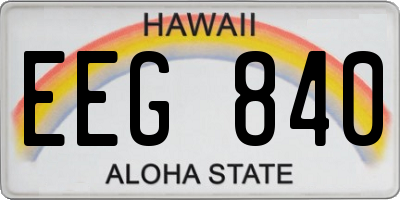 HI license plate EEG840
