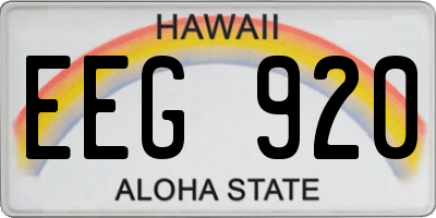 HI license plate EEG920