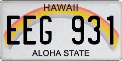 HI license plate EEG931