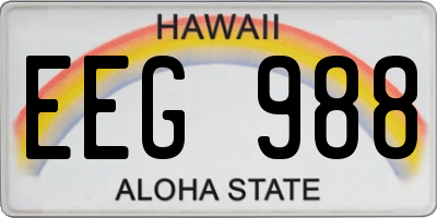 HI license plate EEG988