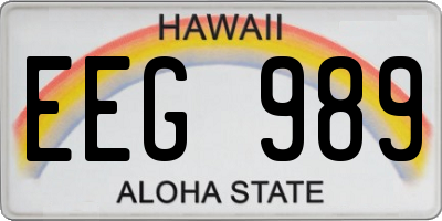 HI license plate EEG989