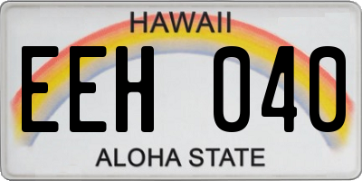HI license plate EEH040