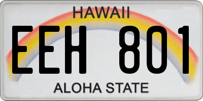 HI license plate EEH801