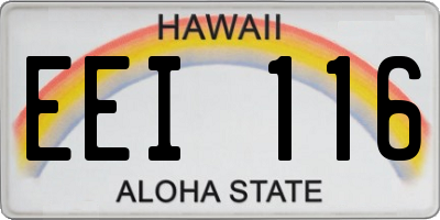HI license plate EEI116
