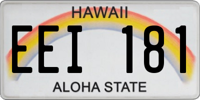 HI license plate EEI181