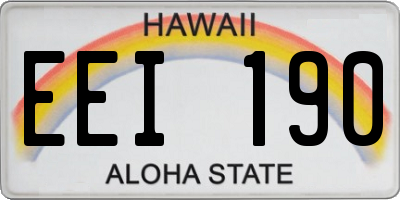 HI license plate EEI190