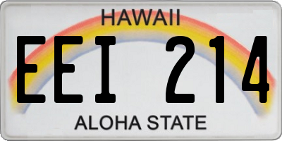 HI license plate EEI214