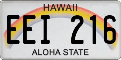HI license plate EEI216