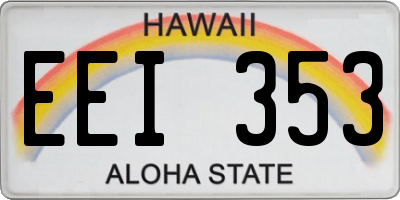 HI license plate EEI353
