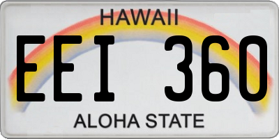 HI license plate EEI360