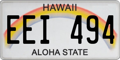 HI license plate EEI494
