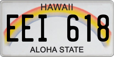 HI license plate EEI618