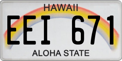 HI license plate EEI671