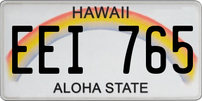 HI license plate EEI765