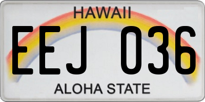 HI license plate EEJ036