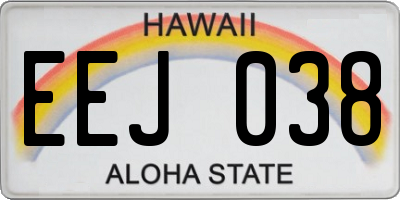 HI license plate EEJ038