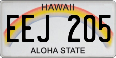 HI license plate EEJ205