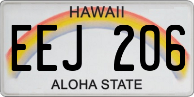 HI license plate EEJ206