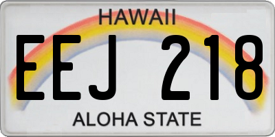 HI license plate EEJ218