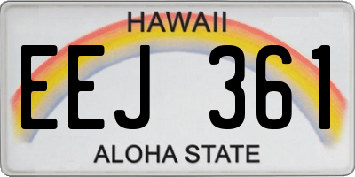 HI license plate EEJ361