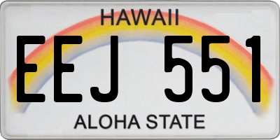 HI license plate EEJ551