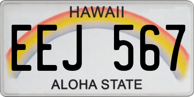 HI license plate EEJ567