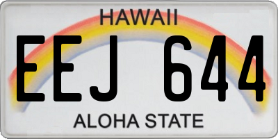 HI license plate EEJ644