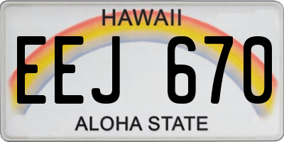 HI license plate EEJ670