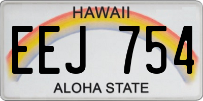 HI license plate EEJ754