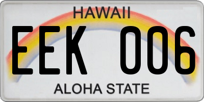 HI license plate EEK006