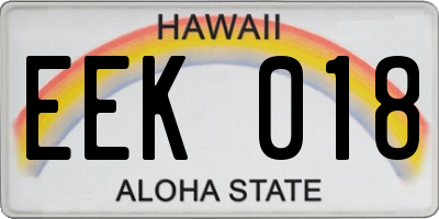 HI license plate EEK018