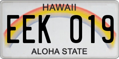HI license plate EEK019