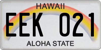 HI license plate EEK021