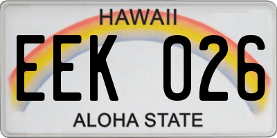 HI license plate EEK026