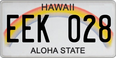 HI license plate EEK028
