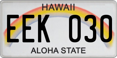 HI license plate EEK030