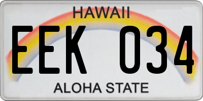 HI license plate EEK034